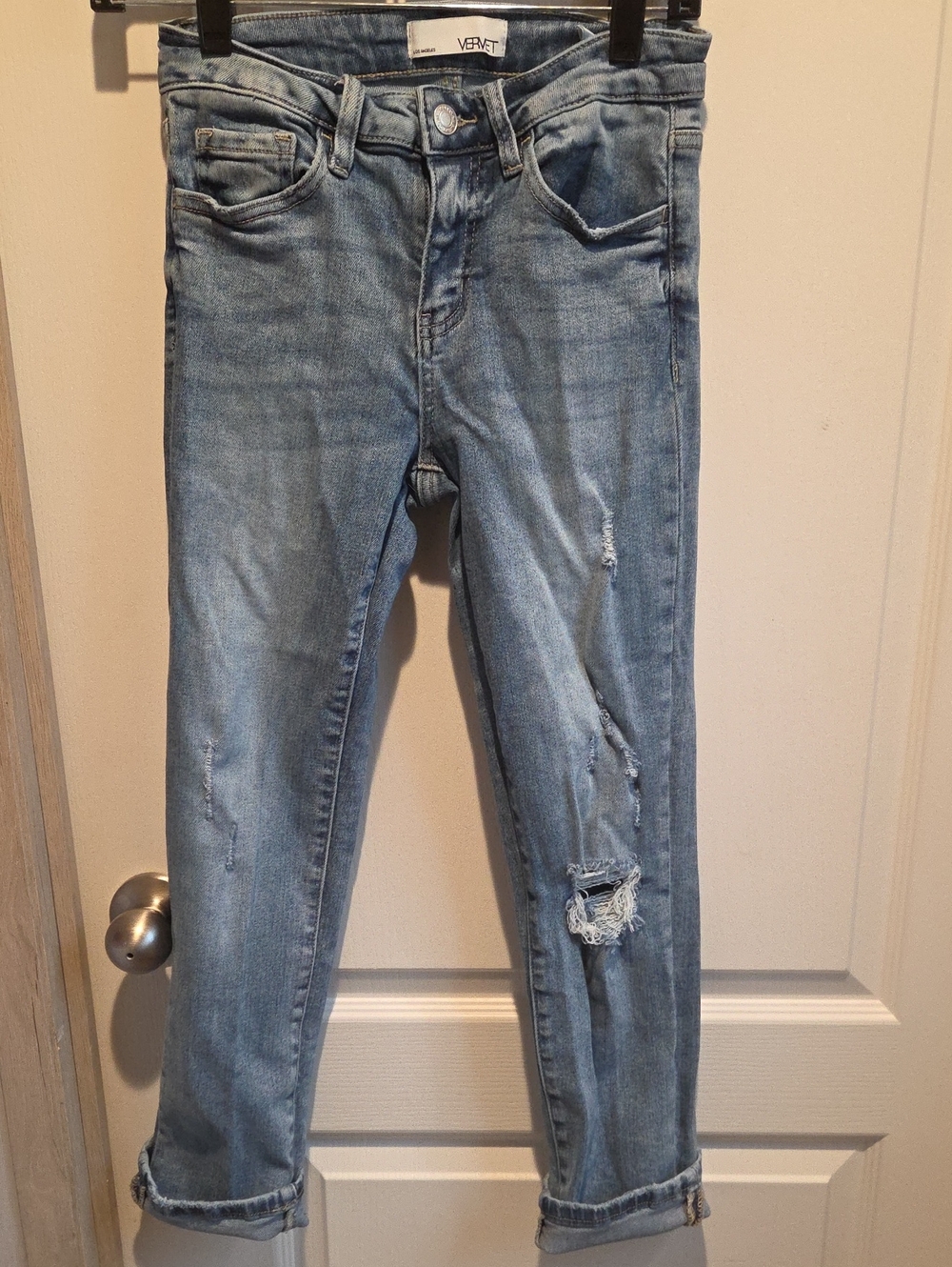 VERVET Light Blue Distressed Boyfriend Jeans - Casual Relaxed Fit